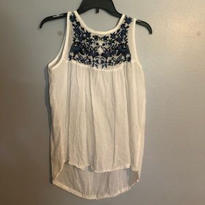 Earthbound White and Blue stitched Tank Top Medium